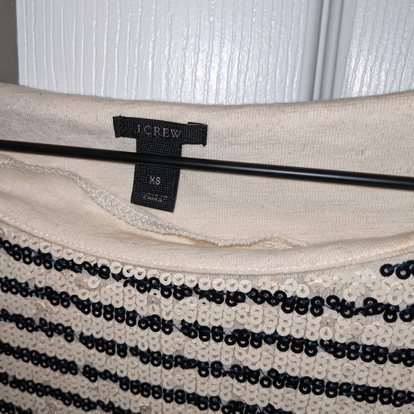 J. Crew XS cream & black striped sequin blouse - Picture 4 of 4